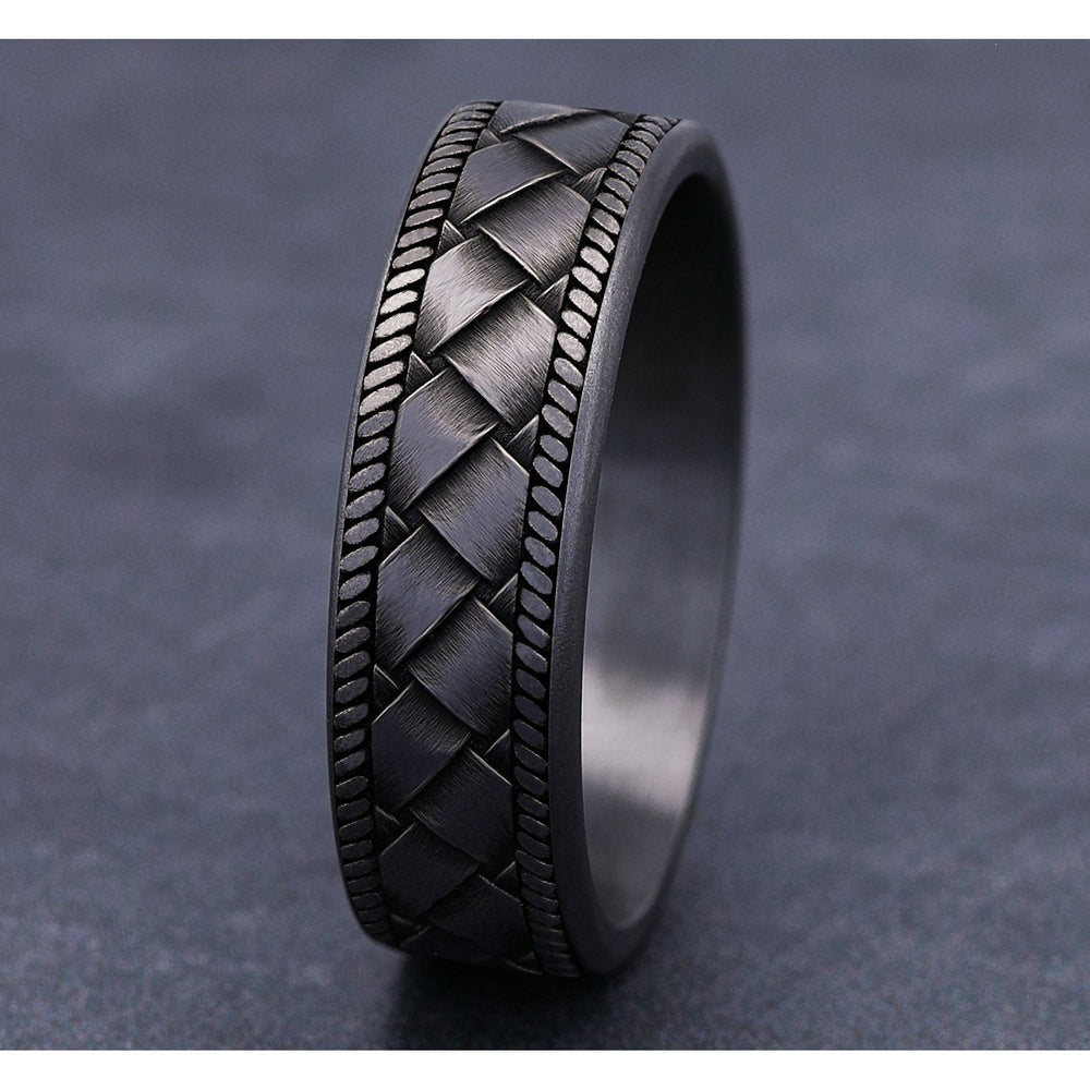 The Basket Men's Wedding Band in Grey Tantalum - 7mm Width by Tantalum