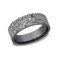The Basket Weave Men's Wedding Band in Darkened Tantalum - 6.5mm Width by Tantalum