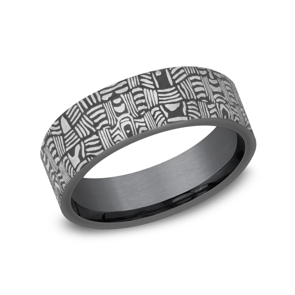 The Basket Weave Men's Wedding Band in Darkened Tantalum - 6.5mm Width by Tantalum