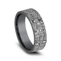 The Basket Weave Men's Wedding Band in Darkened Tantalum - 6.5mm Width by Tantalum