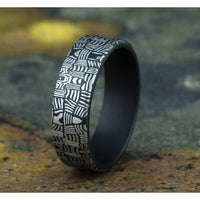 The Basket Weave Men's Wedding Band in Darkened Tantalum - 6.5mm Width by Tantalum