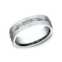The Bastion Men's Wedding Band in 14K White Gold - 6.5mm by Benchmark