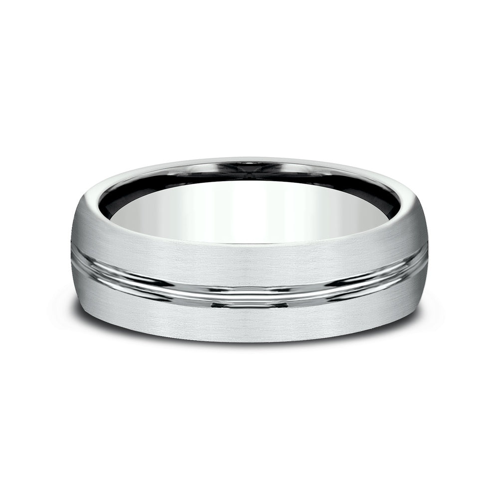 The Bastion Men's Wedding Band in 14K White Gold - 6.5mm by Benchmark