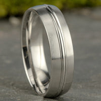 The Bastion Men's Wedding Band in 14K White Gold - 6.5mm by Benchmark