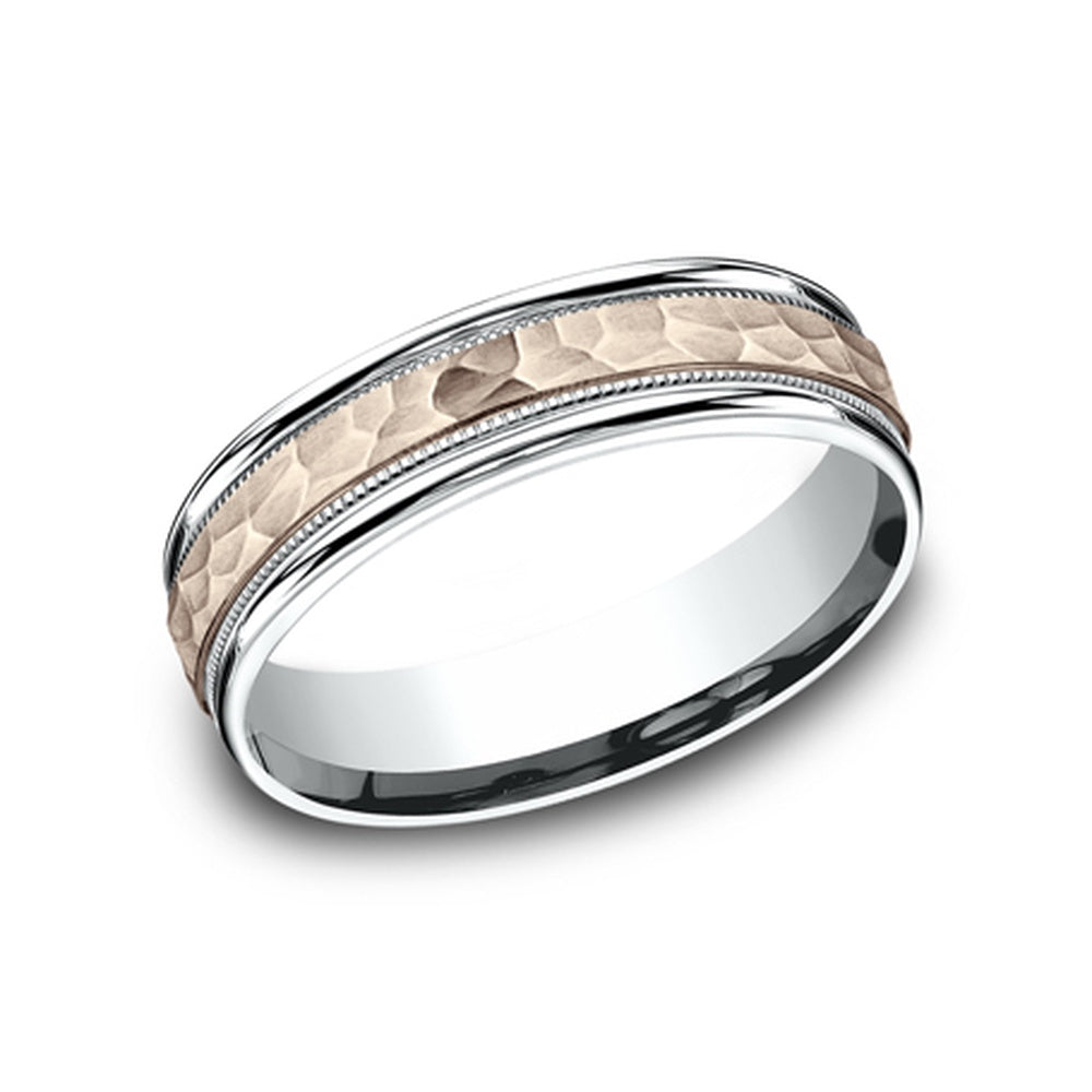 The Baxter Men's Wedding Band in 14K White and Rose Gold - 6mm Width by Benchmark