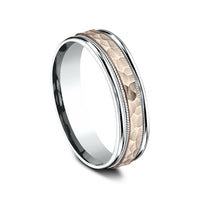 The Baxter Men's Wedding Band in 14K White and Rose Gold - 6mm Width by Benchmark