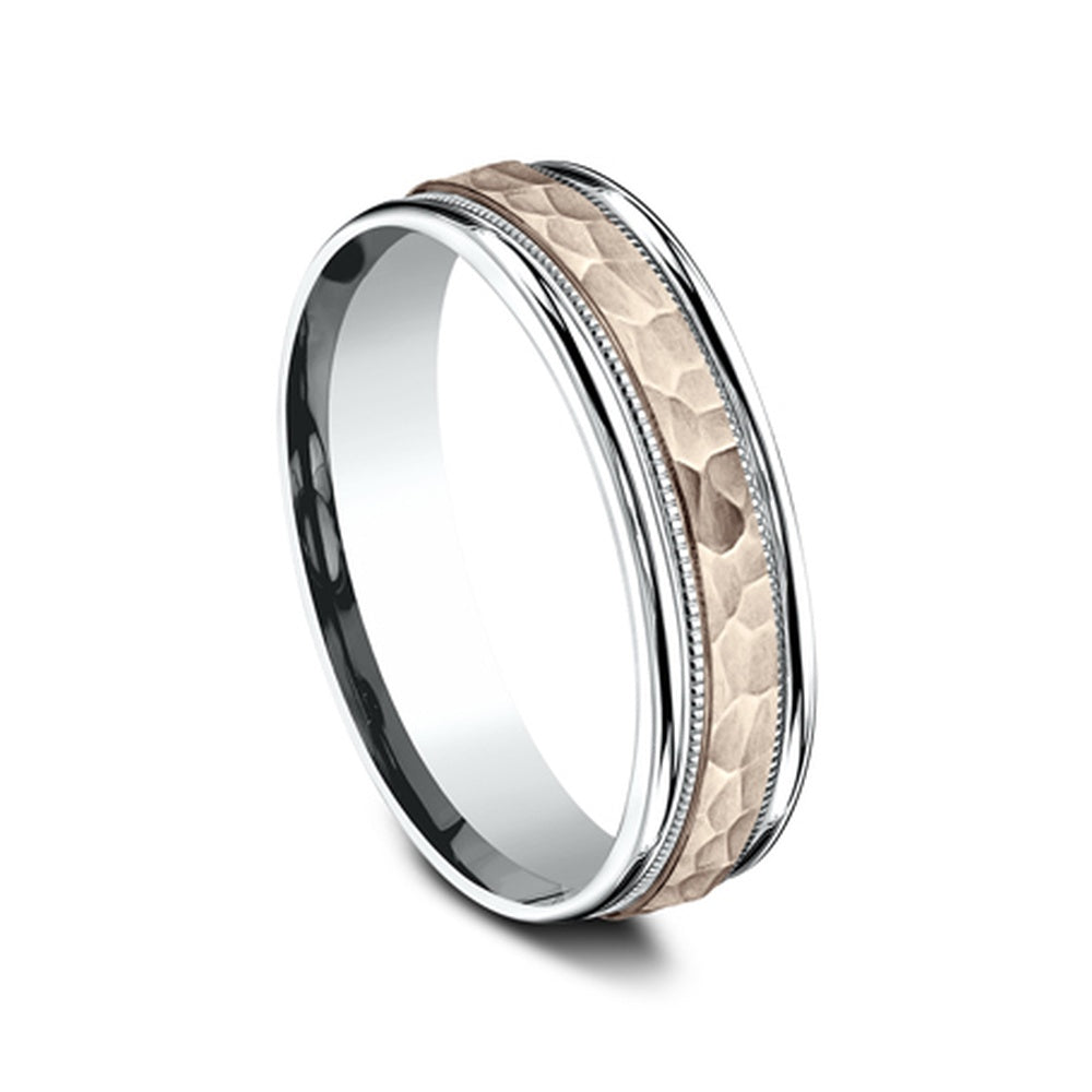 The Baxter Men's Wedding Band in 14K White and Rose Gold - 6mm Width by Benchmark