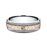 The Baxter Men's Wedding Band in 14K White and Rose Gold - 6mm Width by Benchmark
