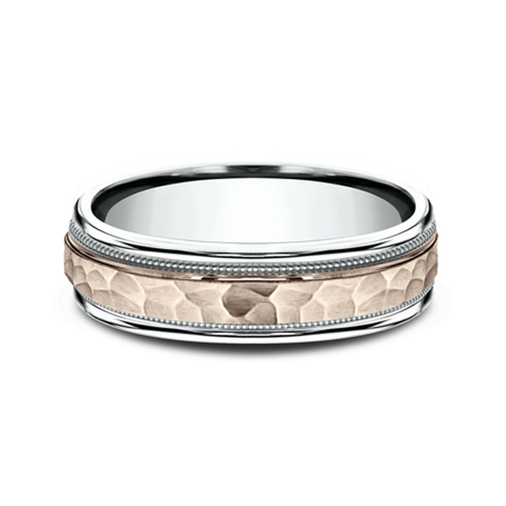 The Baxter Men's Wedding Band in 14K White and Rose Gold - 6mm Width by Benchmark