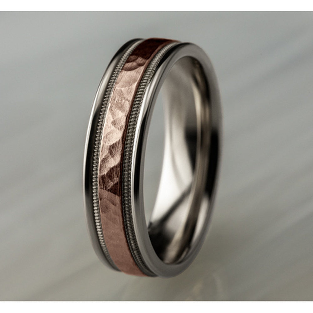 The Baxter Men's Wedding Band in 14K White and Rose Gold - 6mm Width by Benchmark