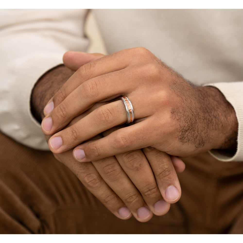 The Baxter Men's Wedding Band in 14K White and Rose Gold - 6mm Width by Benchmark