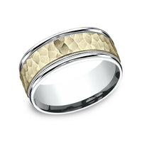 The Baxter Men's Wedding Band in 14K White and Yellow Gold - 8mm Width by Benchmark