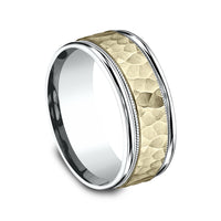 The Baxter Men's Wedding Band in 14K White and Yellow Gold - 8mm Width by Benchmark
