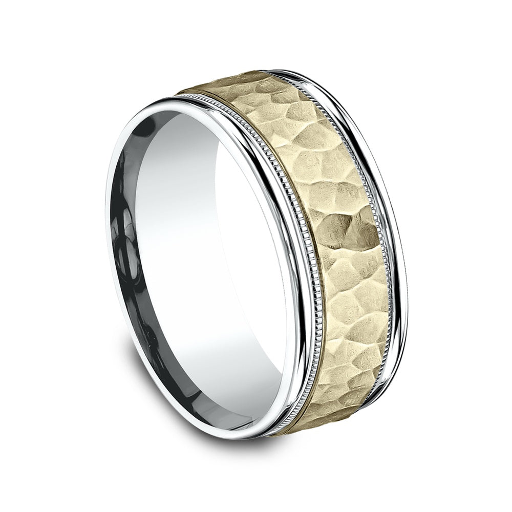 The Baxter Men's Wedding Band in 14K White and Yellow Gold - 8mm Width by Benchmark