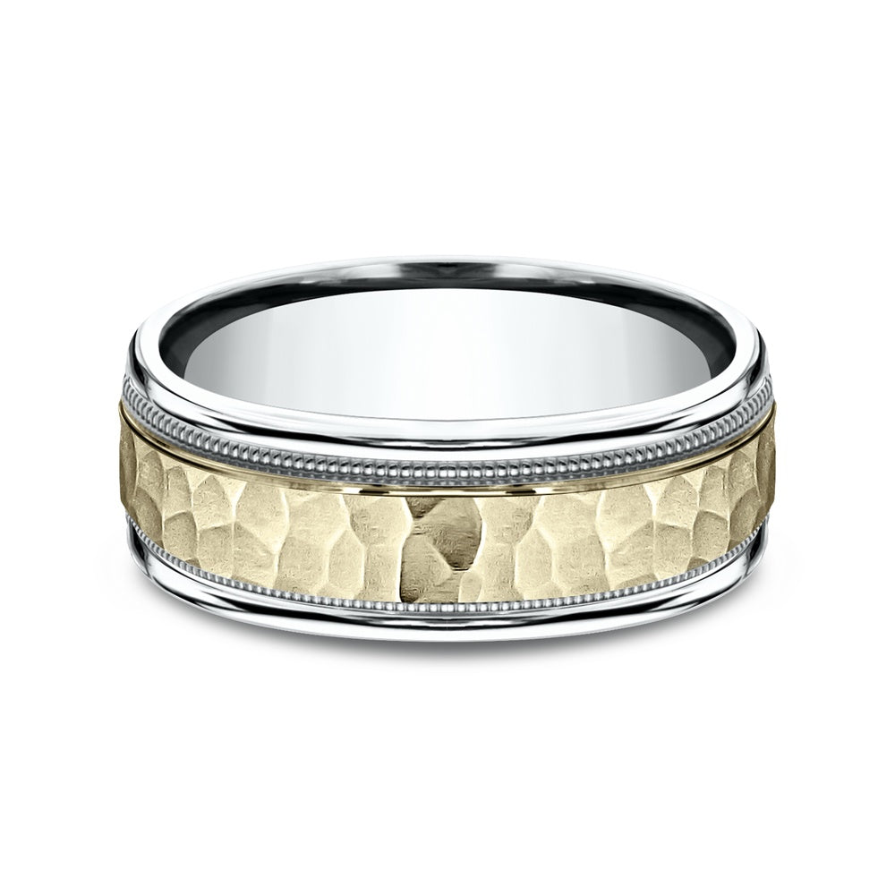 The Baxter Men's Wedding Band in 14K White and Yellow Gold - 8mm Width by Benchmark