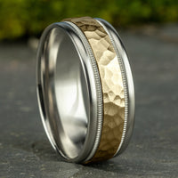 The Baxter Men's Wedding Band in 14K White and Yellow Gold - 8mm Width by Benchmark