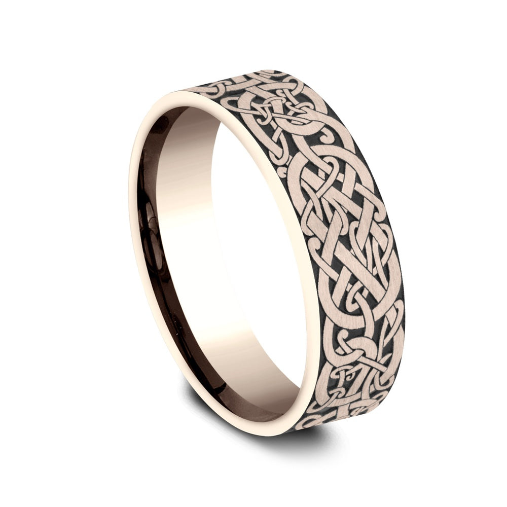 The Bergen Men's Wedding Band in 14K Rose Gold - 7mm Width by Benchmark