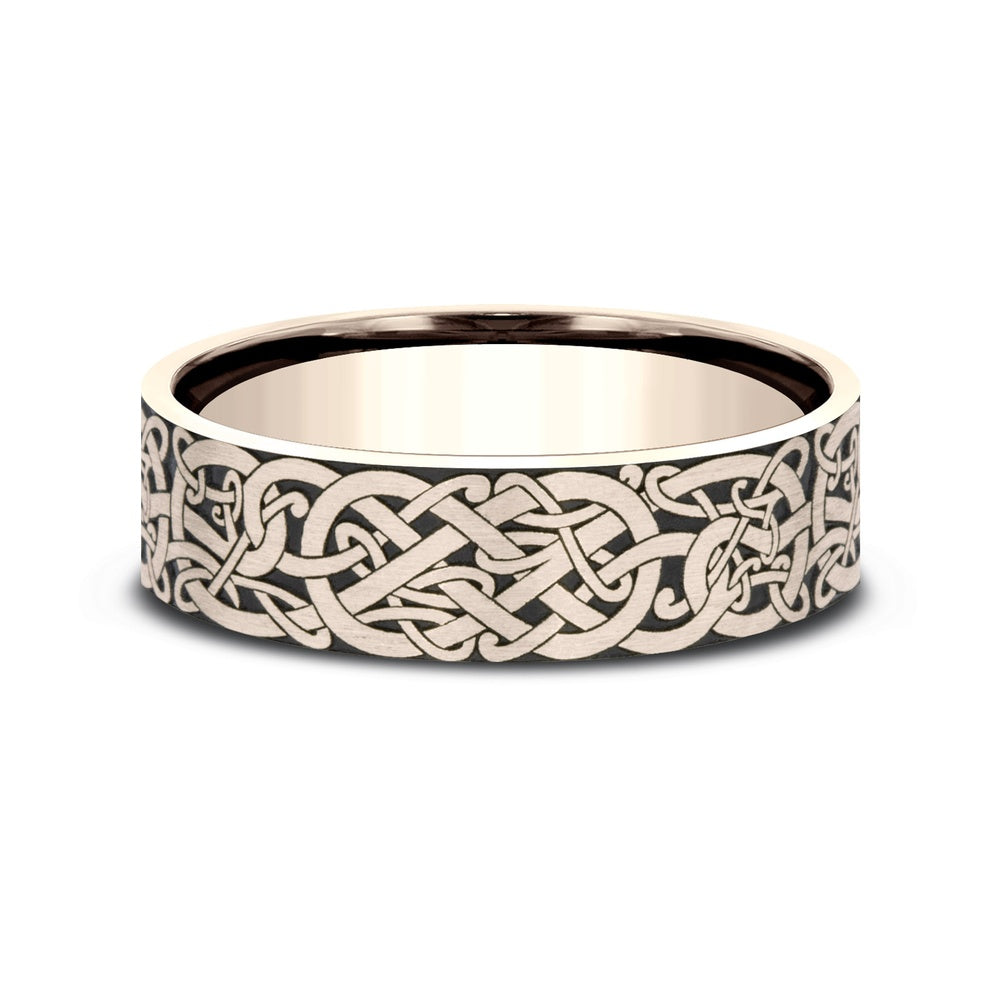 The Bergen Men's Wedding Band in 14K Rose Gold - 7mm Width by Benchmark