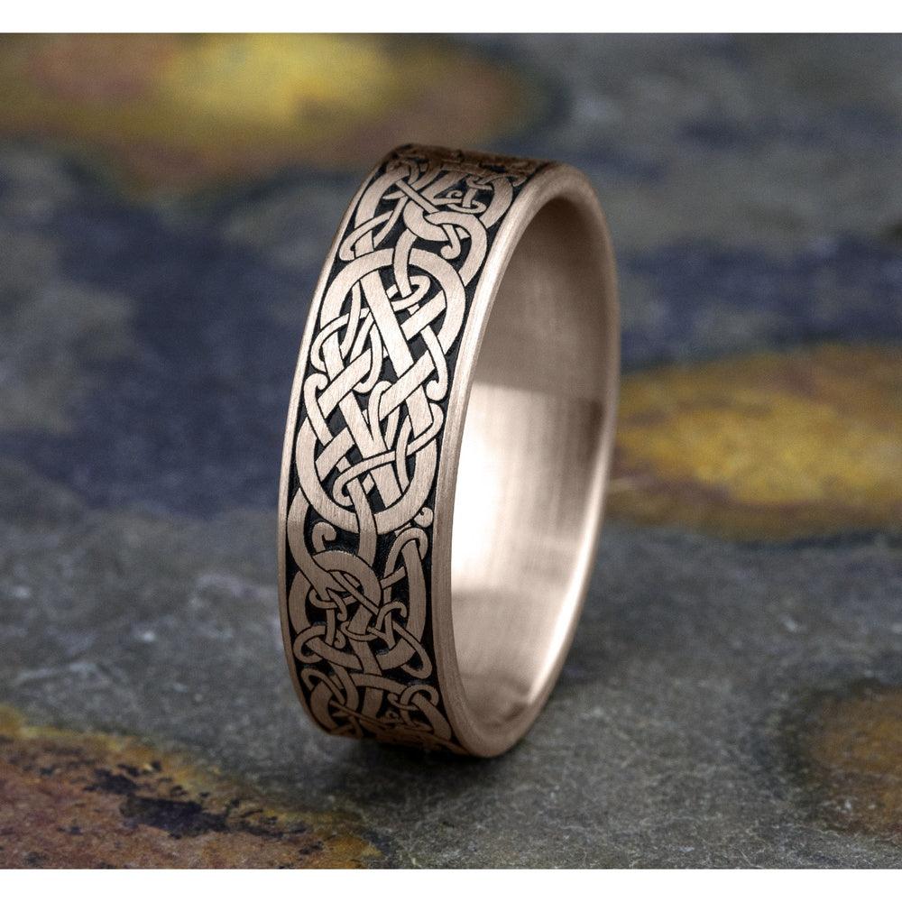 The Bergen Men's Wedding Band in 14K Rose Gold - 7mm Width by Benchmark