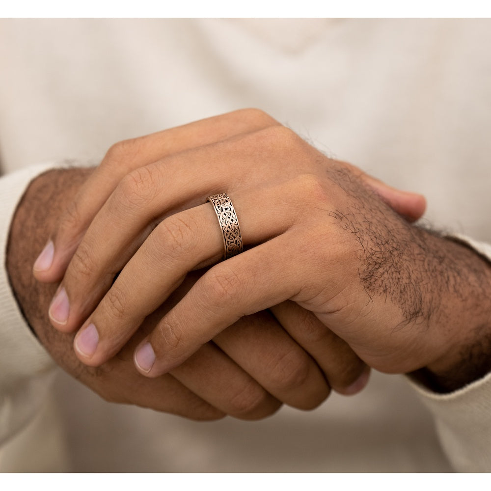 The Bergen Men's Wedding Band in 14K Rose Gold - 7mm Width by Benchmark