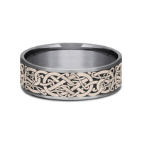 The Bergen Men's Wedding Band in Grey Tantalum and 14K Rose Gold - 7.5mm Width by Ammara Stone