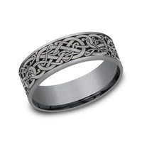 The Bergen Men's Wedding Band in Grey Tantalum and Grey/Black Titanium - 7.5mm Width by Tantalum