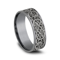 The Bergen Men's Wedding Band in Grey Tantalum and Grey/Black Titanium - 7.5mm Width by Tantalum