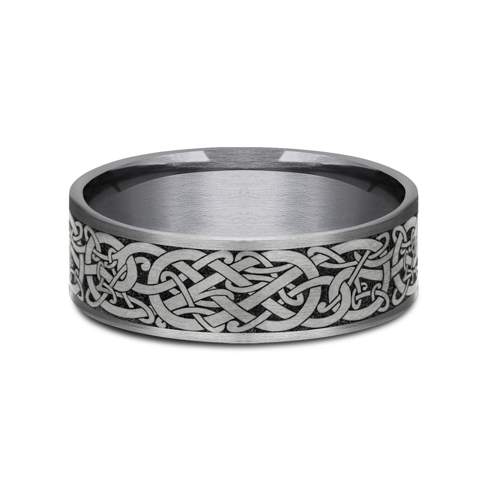 The Bergen Men's Wedding Band in Grey Tantalum and Grey/Black Titanium - 7.5mm Width by Tantalum
