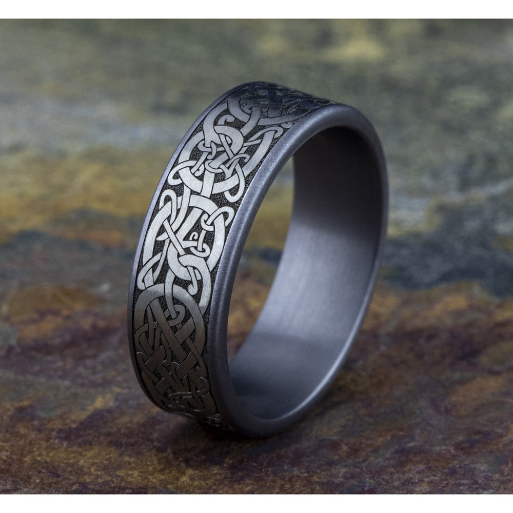 The Bergen Men's Wedding Band in Grey Tantalum and Grey/Black Titanium - 7.5mm Width by Tantalum