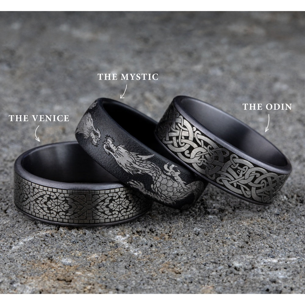 The Bergen Men's Wedding Band in Grey Tantalum and Grey/Black Titanium - 7.5mm Width by Tantalum