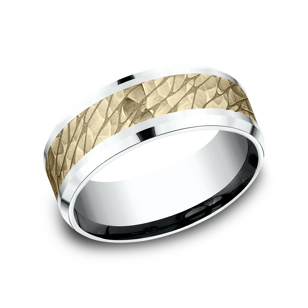 The Bering Men's Wedding Band in 14K White and Yellow Gold - 8mm Width by Benchmark