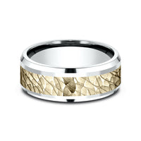 The Bering Men's Wedding Band in 14K White and Yellow Gold - 8mm Width by Benchmark