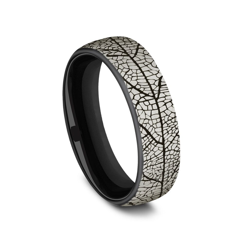 The Berkshire Men's Wedding Band in Grey/Black Titanium - 6.5mm Width by Forge