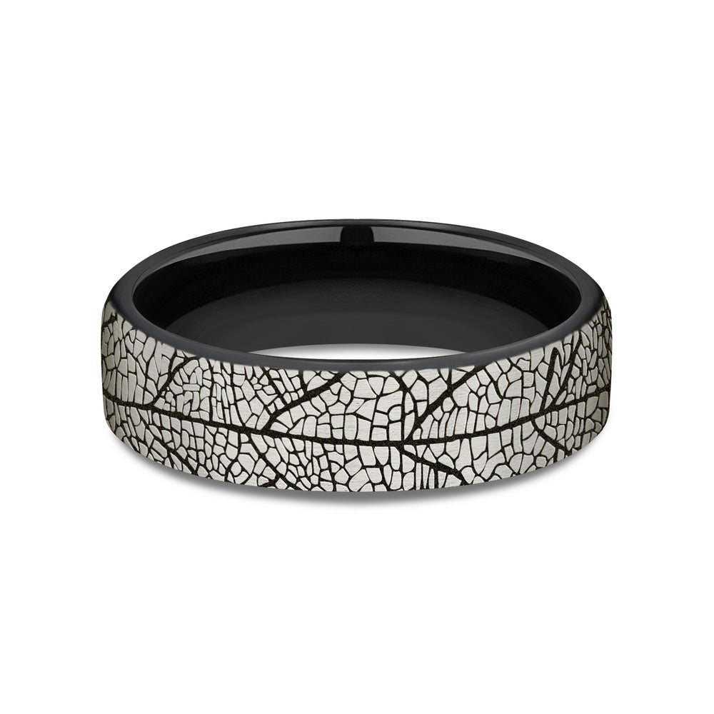 The Berkshire Men's Wedding Band in Grey/Black Titanium - 6.5mm Width by Forge