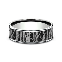 The Birch Men's Wedding Band in 14K White Gold and Grey/Black Titanium - 7.5mm Width by Brook and Branch
