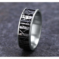 The Birch Men's Wedding Band in 14K White Gold and Grey/Black Titanium - 7.5mm Width by Brook and Branch
