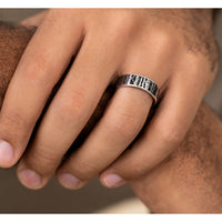 The Birch Men's Wedding Band in 14K White Gold and Grey/Black Titanium - 7.5mm Width by Brook and Branch