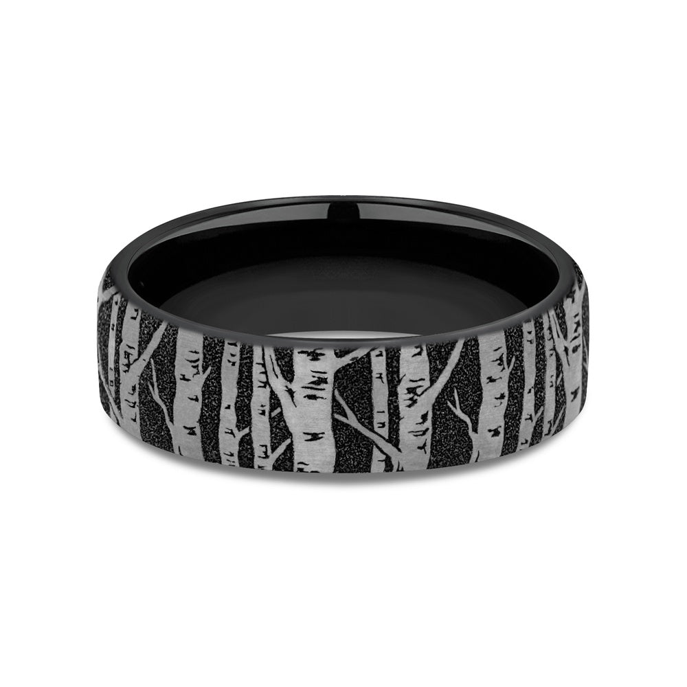 The Birch Men's Wedding Band in Grey/Black Titanium - 6.5mm Width by Brook and Branch