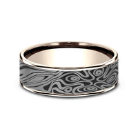 The Birds Eye Men's Wedding Band in 14K Rose Gold and Grey Tantalum - 7.5mm Width by Ammara Stone