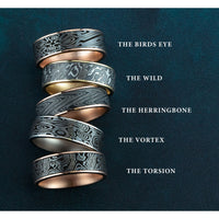 The Birds Eye Men's Wedding Band in 14K Rose Gold and Grey Tantalum - 7.5mm Width by Ammara Stone