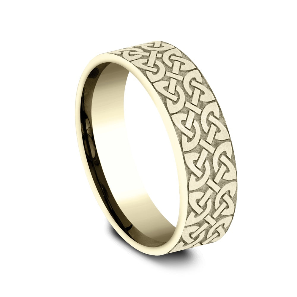 The Blarney Men's Wedding Band in 18K Yellow Gold - 7mm Width by Benchmark