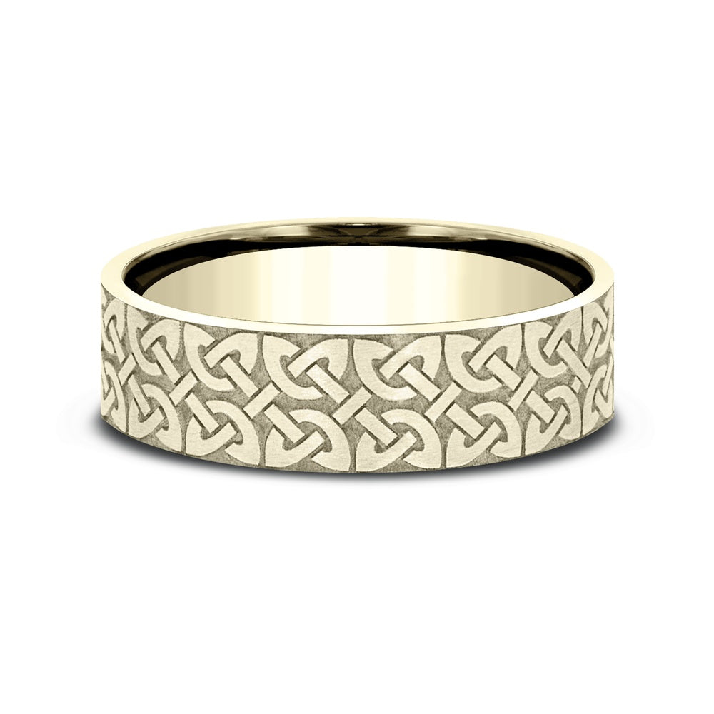 The Blarney Men's Wedding Band in 18K Yellow Gold - 7mm Width by Benchmark
