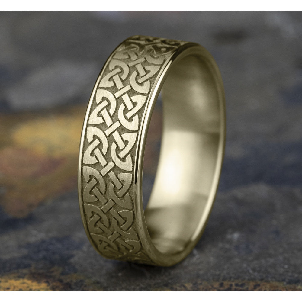 The Blarney Men's Wedding Band in 18K Yellow Gold - 7mm Width by Benchmark