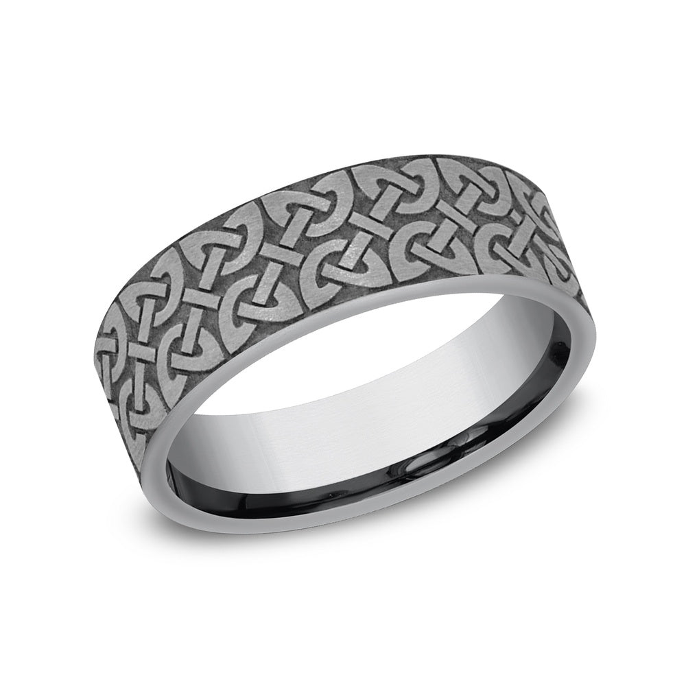 The Blarney Men's Wedding Band in Grey Tantalum - 7mm Width by Tantalum