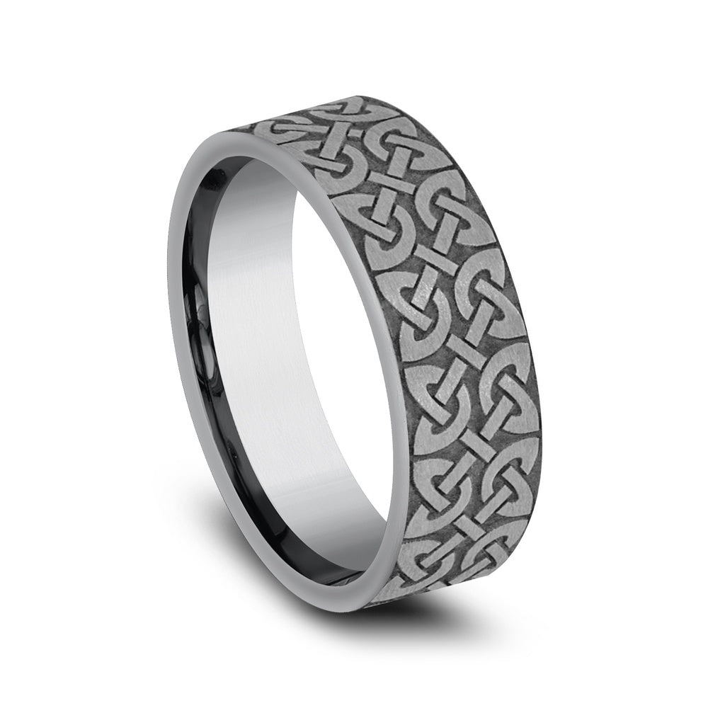 The Blarney Men's Wedding Band in Grey Tantalum - 7mm Width by Tantalum