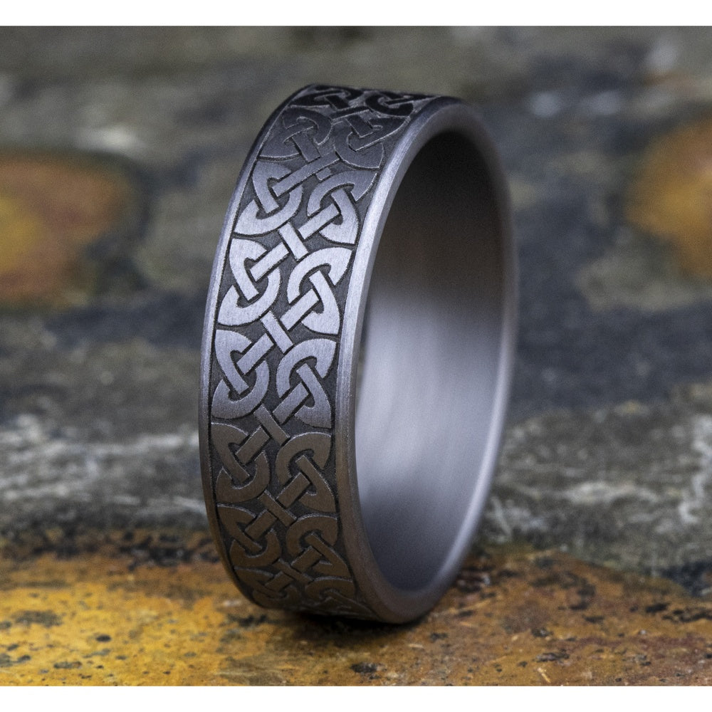 The Blarney Men's Wedding Band in Grey Tantalum - 7mm Width by Tantalum