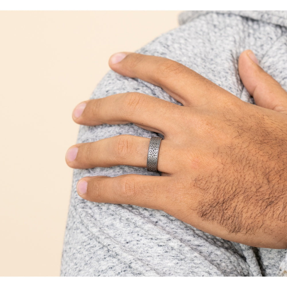 The Blarney Men's Wedding Band in Grey Tantalum - 7mm Width by Tantalum