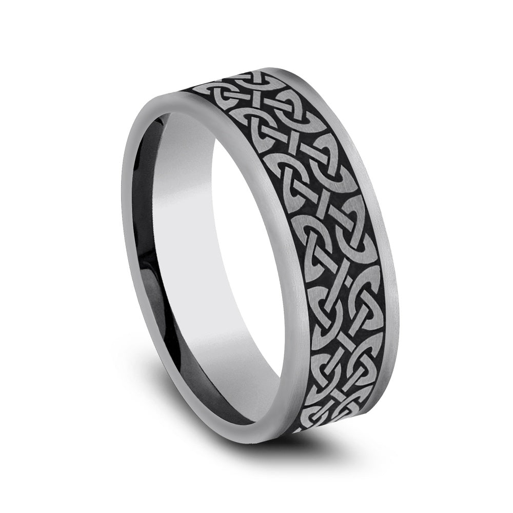 The Blarney Men's Wedding Band in Tungsten - 7mm Width by Forge