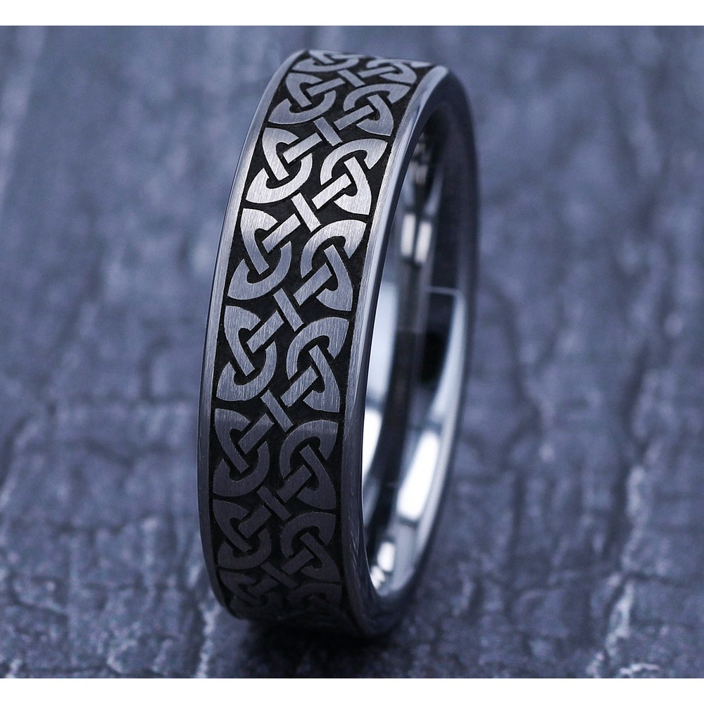 The Blarney Men's Wedding Band in Tungsten - 7mm Width by Forge