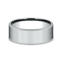 The Bomber Men's Wedding Band in 14K White Gold - 8mm Width by Benchmark